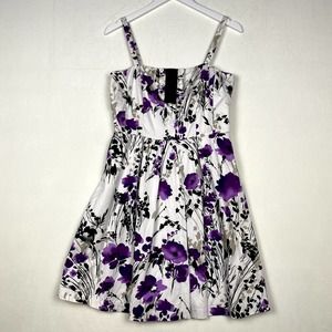 BCX Womens 13 Purple Floral Print A-Line Fit & Flare Sleeveless Pleated Dress‎
